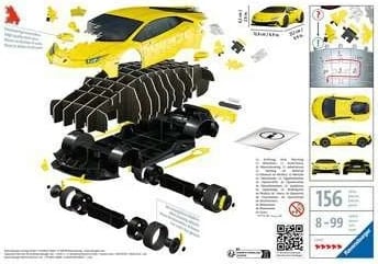 Puzzle 3D Ravensburger Lamborghini, 156 pjesë, Verdhë