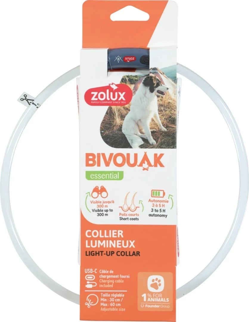 Qafore qeni ZOLUX BIVOUAK LED, silikon, e kuqe, 30-60 cm