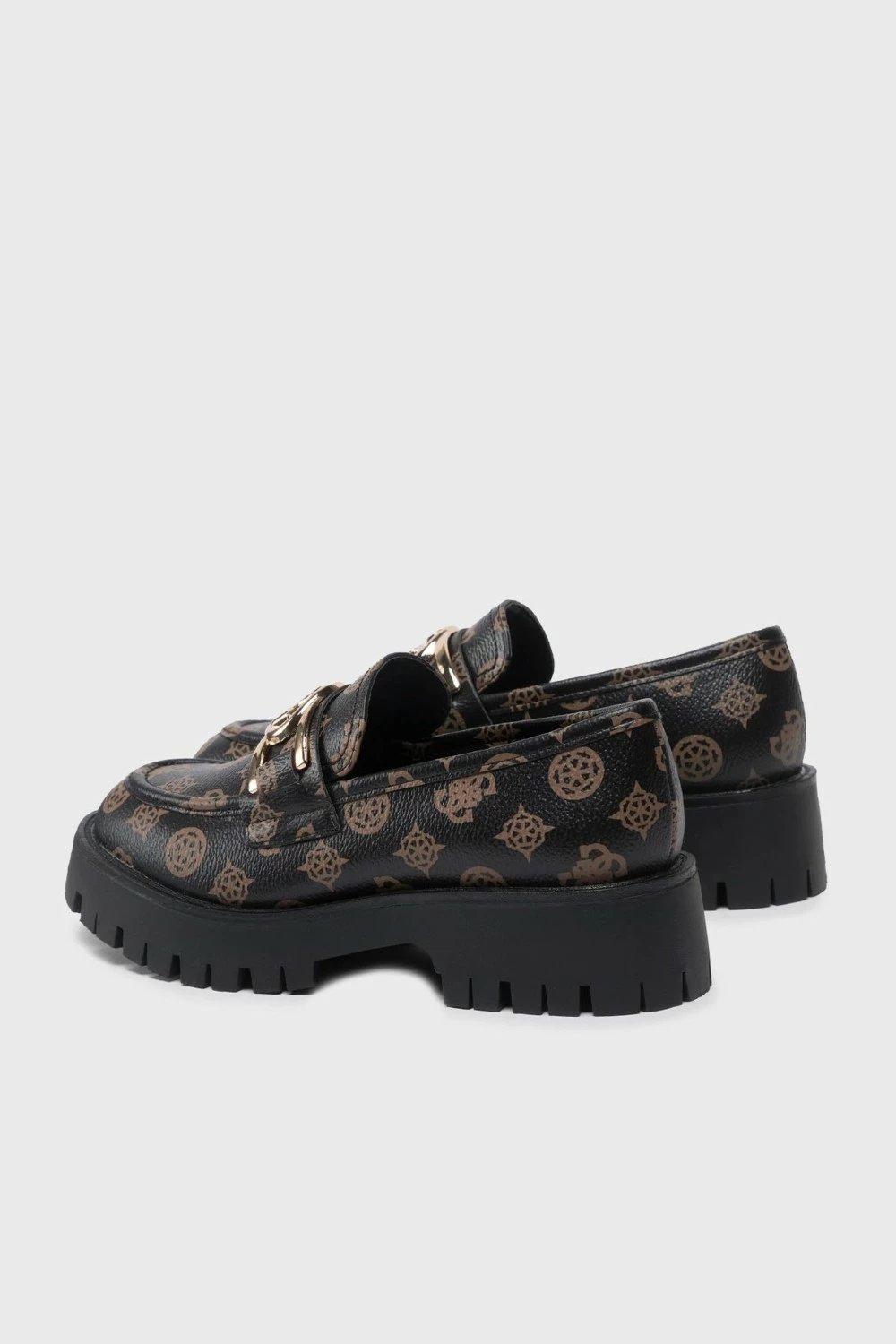 Këpucë Guess Ilary Logo Loafer FL7ILRFAL14 femra, të zeza-kafe