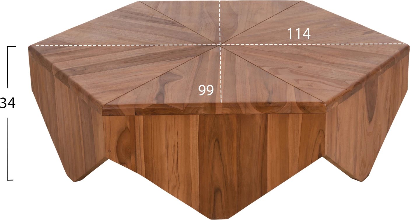 Tavolinë kafeje HEXAGON FH9790 dru tik natyral 114x99x34H cm