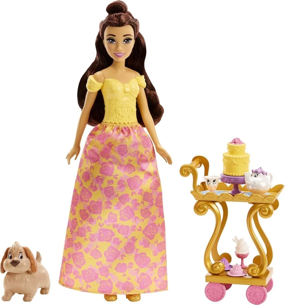 Set lodrash Mattel Disney Princess Belle, HLW20, me karrocë çaji