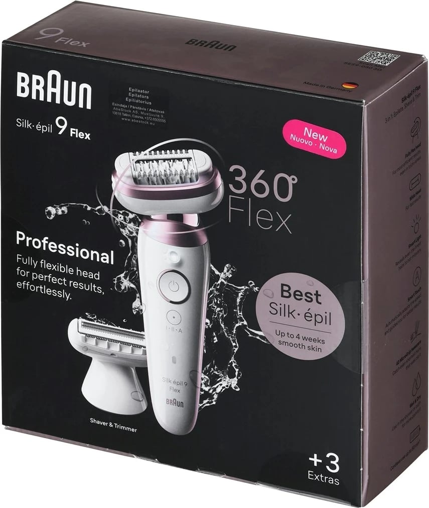 Epilator Braun Silk-épil 9 Flex 9-030, 40 pinceta, Roze, Bardhë