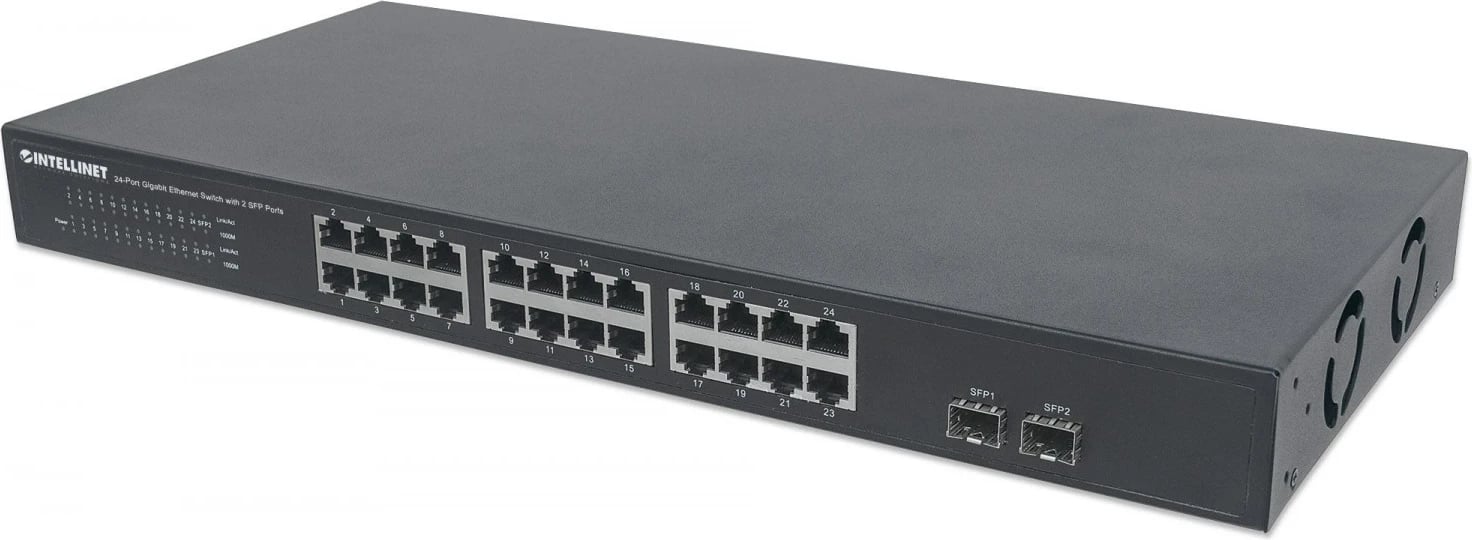 Switch Intellinet 24p Gigabit + 2x SFP për Kasë 19"