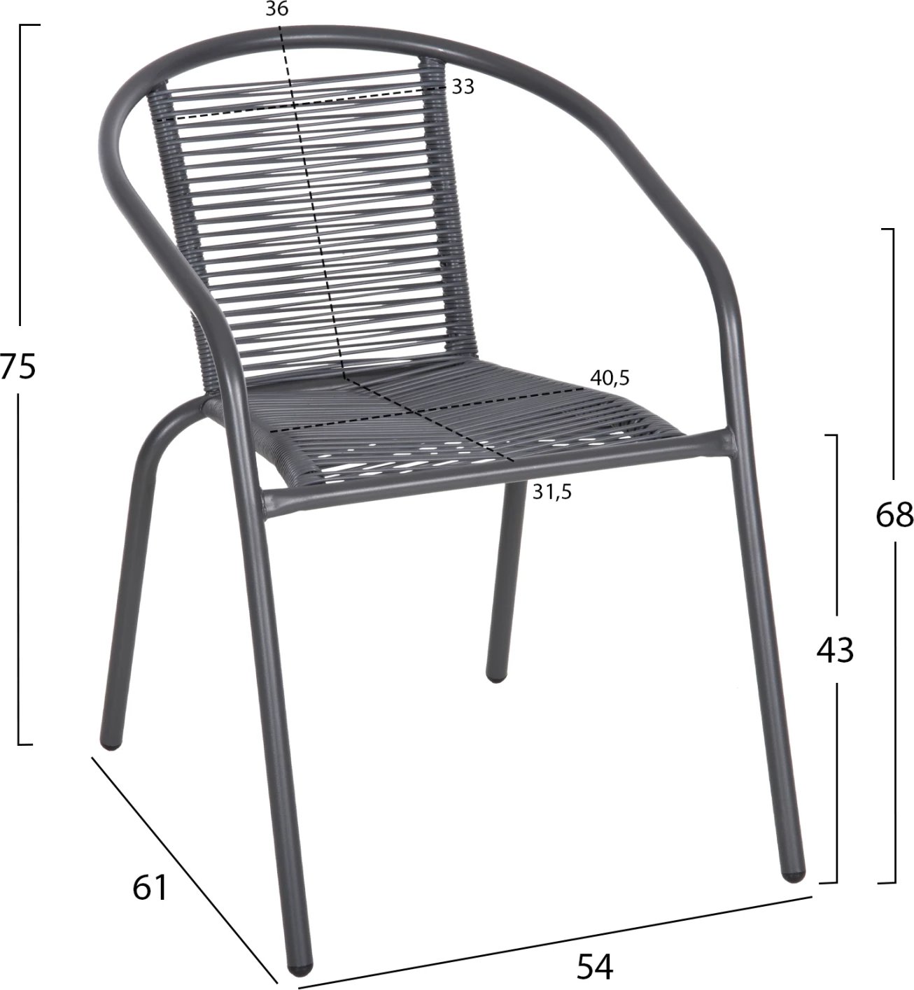 Karrige e jashtme SWIFTER, metalike, ngjyrë gri, ratan sintetik, FH5969.01, 54x61x75H cm