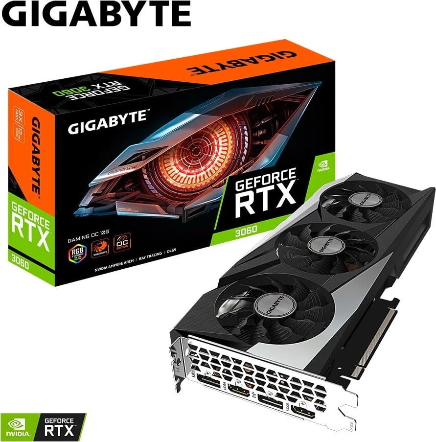 Kartelë grafike Gigabyte GeForce RTX 3060 GAMING OC 12G (rev. 2.0), e zezë