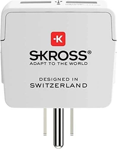 Adapteri SKROSS për Europë - UK + USB, i bardhë