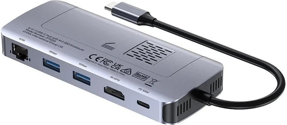 Hub USB-C UNITEK Active, 10Gbps, M.2, HDMI, PD 100W, Gri