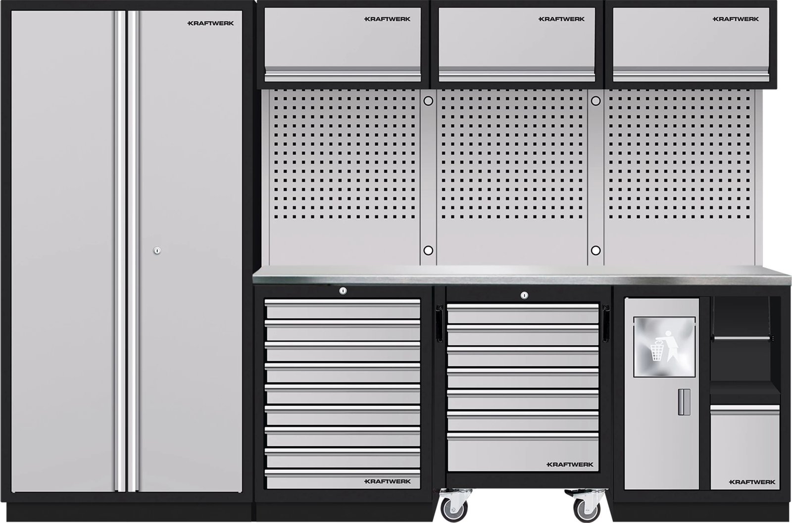 KRAFTWERK MOBILIO 3964DIX  Sistemi i Kabinetit të Punishtes me 4 Elementë Inox
