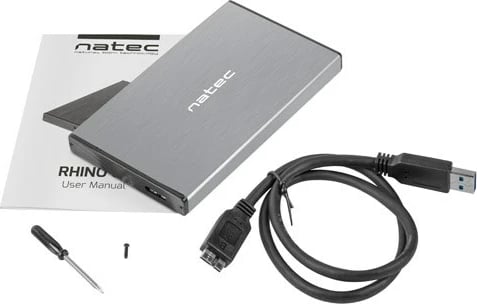 Mbështjellës për HDD Natec, USB 3.0, 2.5", hiri