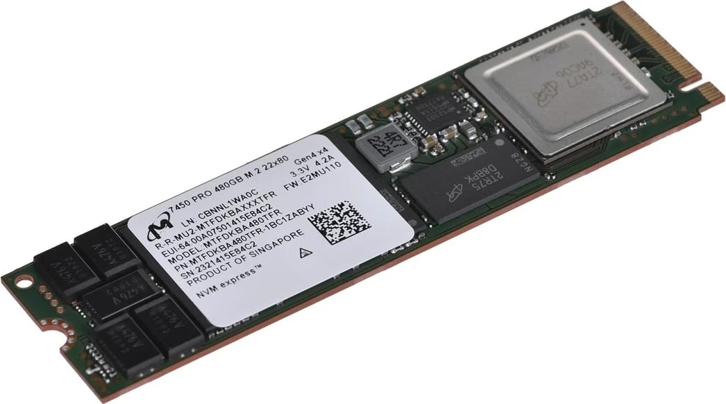 SSD Micron 7450 PRO 480GB M.2 NVMe PCI 4.0 për Server