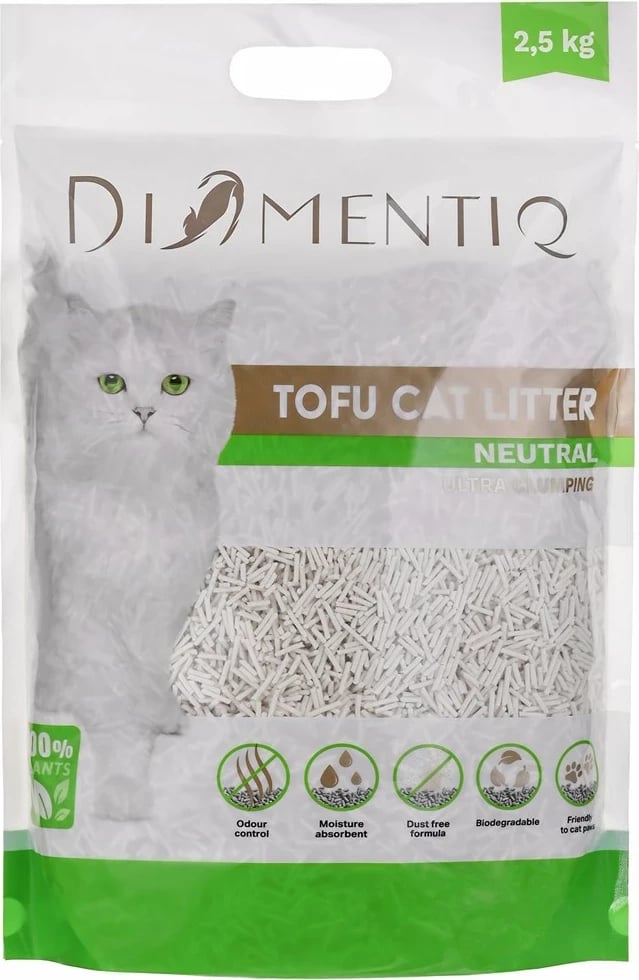 Leter për mace DIAMENTIQ Tofu Neutral Ultra clumping, 2.5 kg