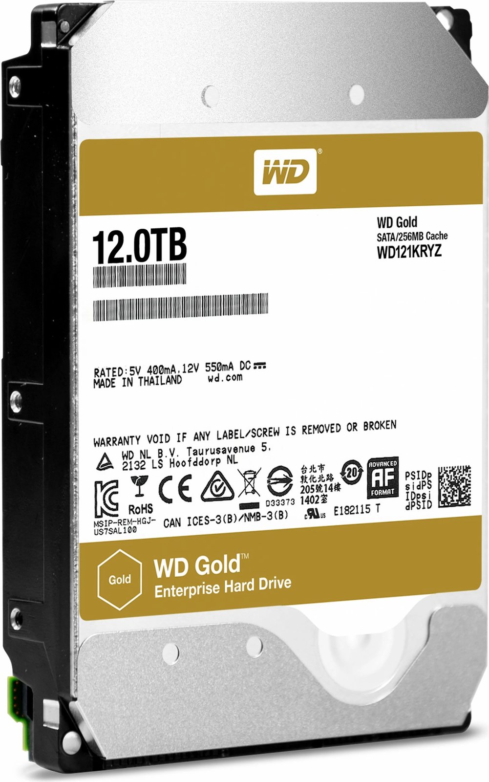 Hard Disk Western Digital Gold, 12 TB, 7200 RPM, 256 MB, 3.5", Serial ATA III