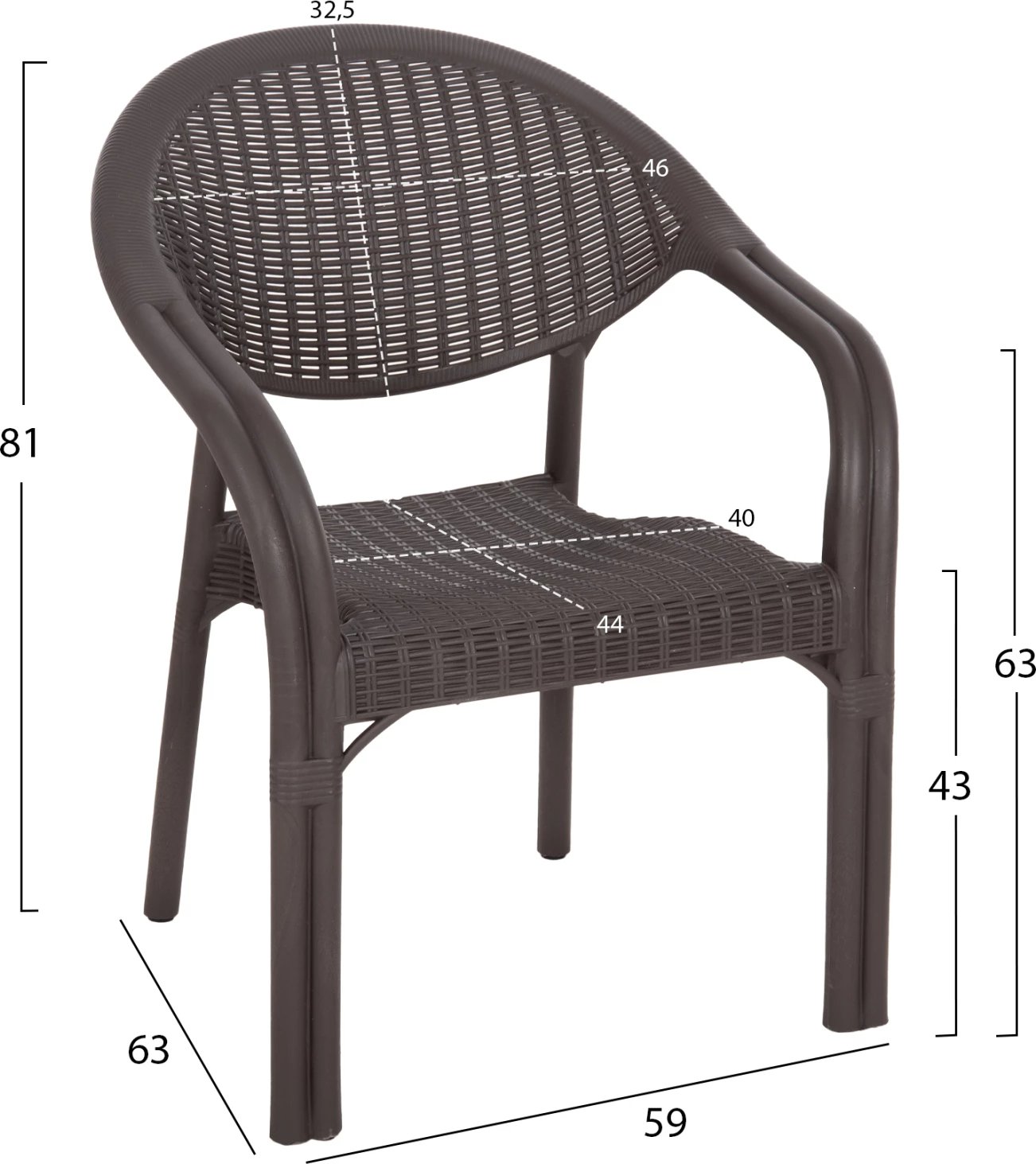 Karrige polipropileni FETT, pamje bambuje, ngjyrë kafe, FH6158.06, 63x59x81H cm