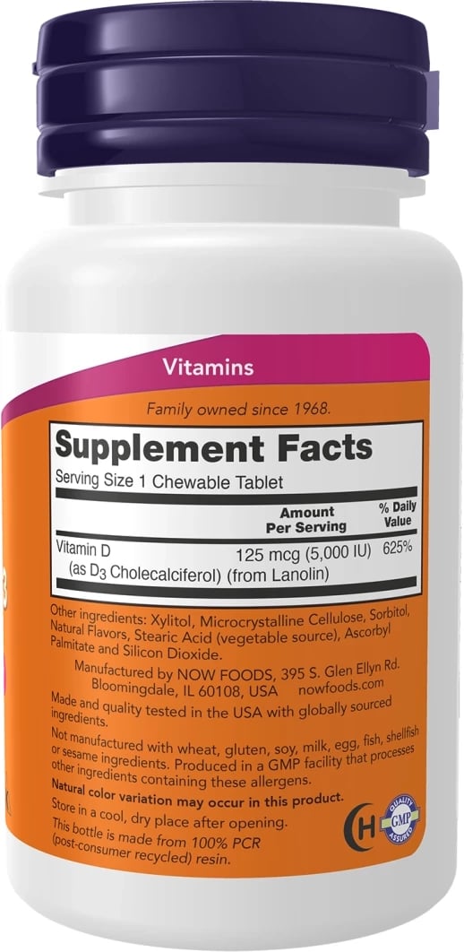 Chewable Vitamin D3 5,000 IU Mint, 120 gummies