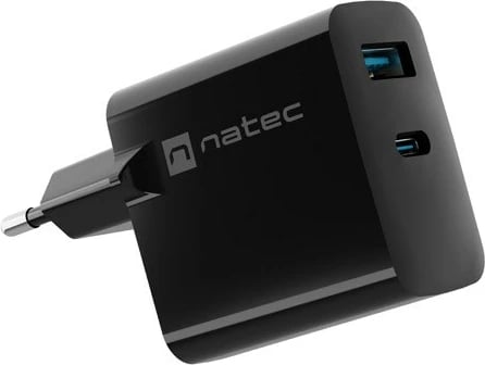 Karikues NATEC RIBERA GAN 1x USB-A + 1x USB-C 45W, i zi