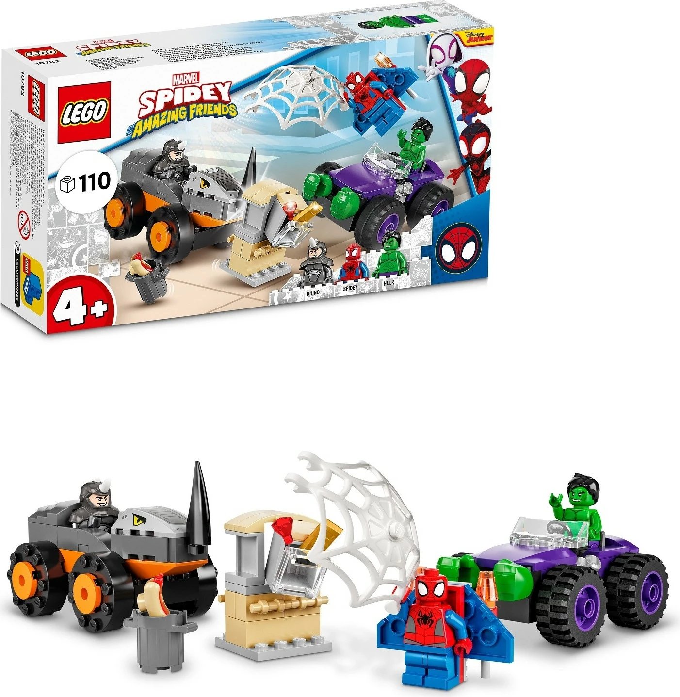 Set ndërtimi LEGO Marvel Spidey dhe miqtë e tij të mrekullueshëm Hulk vs. Rhino, 110 pjesë