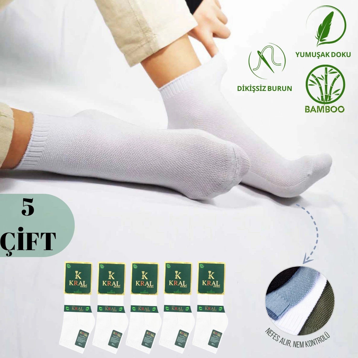 Çorape për meshkuj Kral Socks, model i thjeshtë, set 5 copë