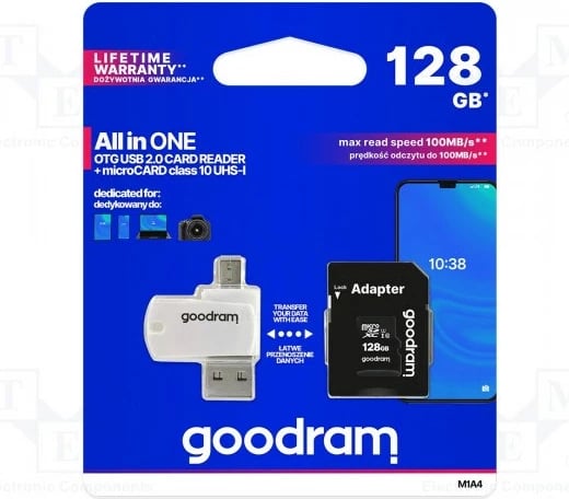 Kartelë kujtese Goodram M1A4-1280R12, 128 GB MicroSDHC Class 10 UHS-I