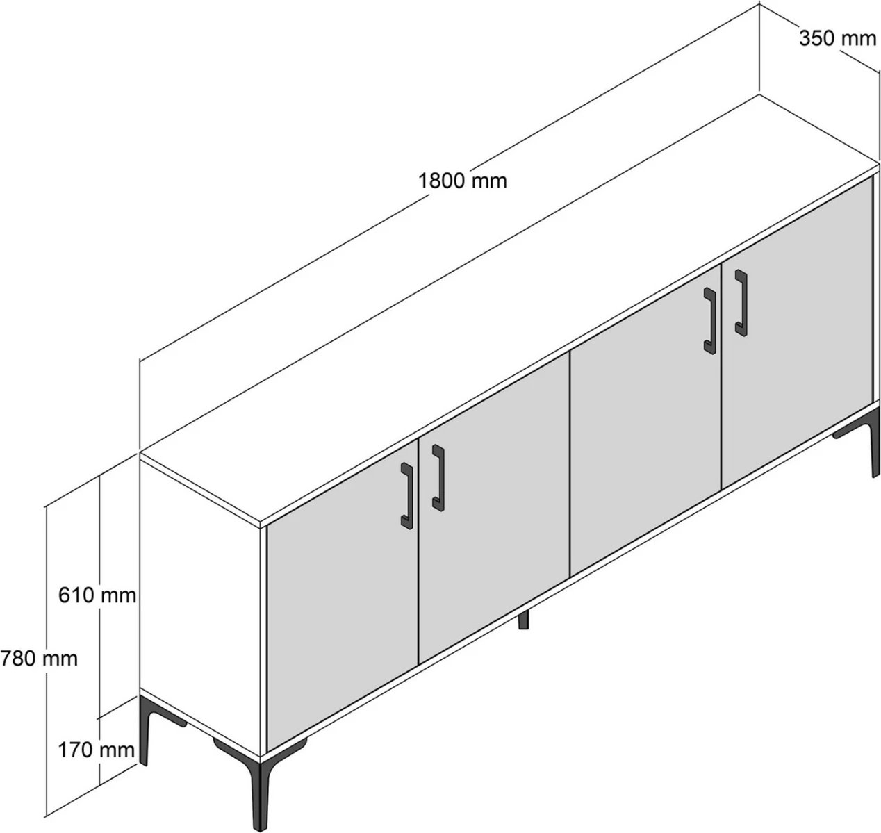 Bufet melamine, pamje mermeri ecru dhe arre, 180x35x78Hcm, FH9428.02