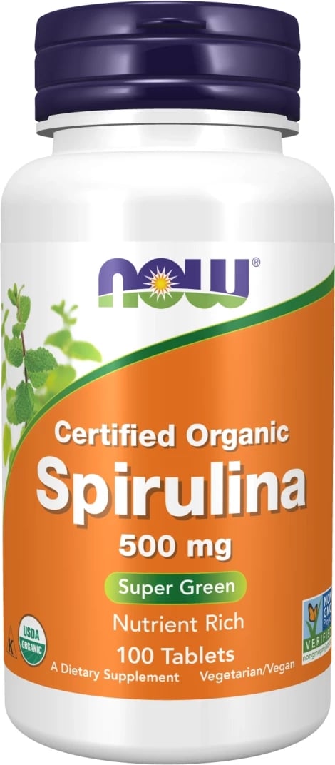 Organic Spirulina 500 mg NOW Foods, 100 tableta