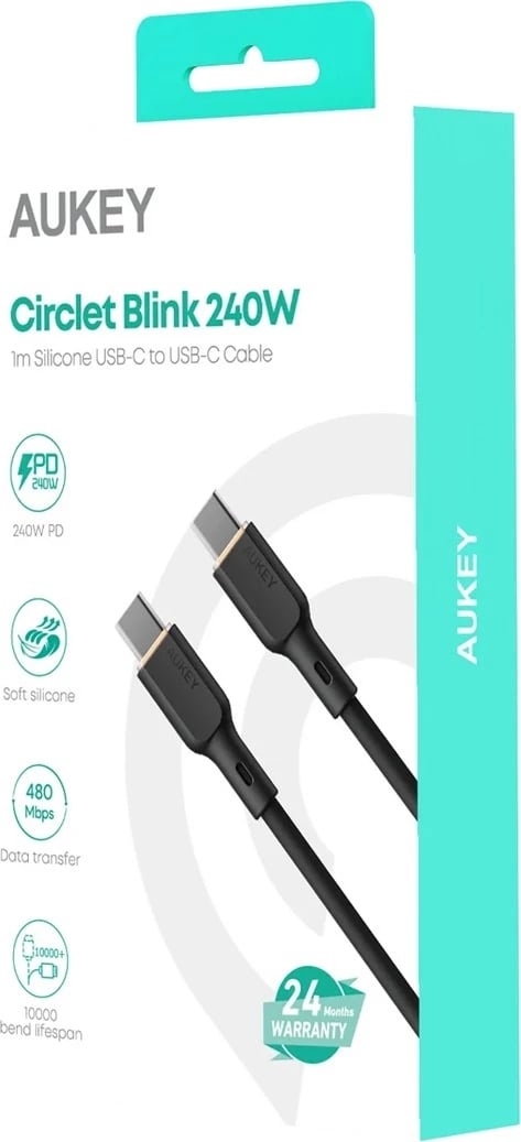 Kabllo USB-C AUKEY CB-SCC241 240W 1m e zezë