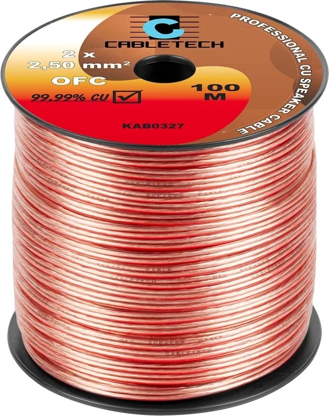 Kabëll për altoparlantë CABLETECH, 2.5mm², 100m, OFC