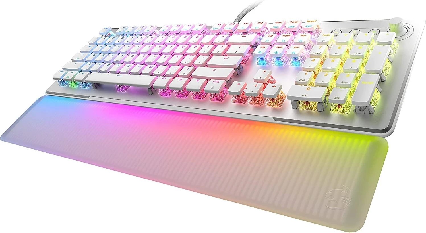 Tastierë Roccat Vulcan II Max Aimo me ndriçim RGB dhe kyçe të kuqe, e bardhë