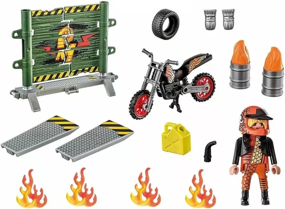 Set lodrash Playmobil Stuntshow 71256, me mur zjarri