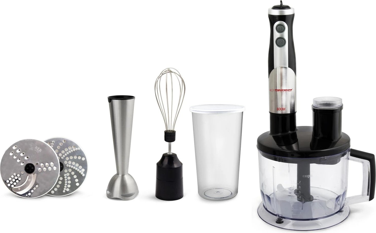 Blender Esperanza EKM004, 0.6 L, 800 W, i zi/argjend/transparent