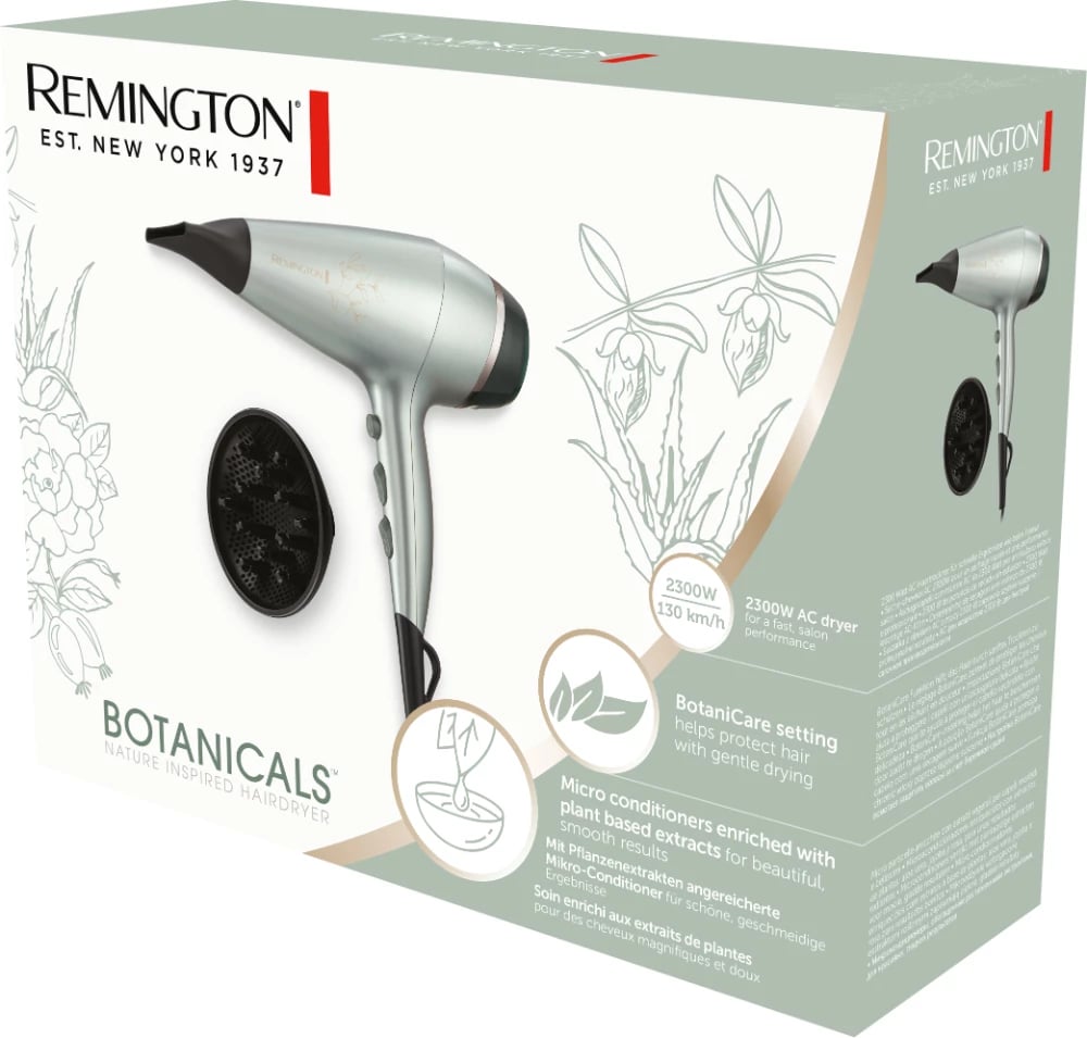 Tharëse për flokë Remington Botanicals AC5860, 2300 W, 3m, argjend/ e zezë