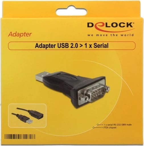 Adapter USB2.0 në serial DeLOCK, USB 2.0, DB9