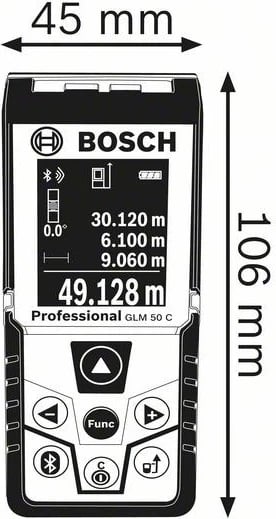 Metër distancë lazer Bosch GLM 50 C Professional, Zi, Blu 50 m