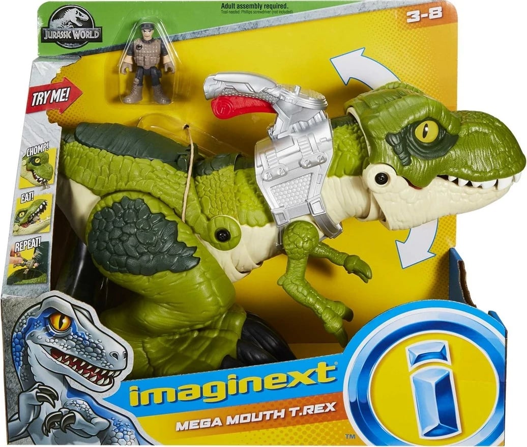 Lodra dinosaur Imaginext Jurassic World Mega Mouth T.Rex, MATTEL, Shumëngjyrësh