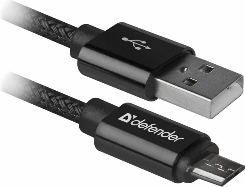 USB kabllo Defender, 1m, 2.1A, e zezë