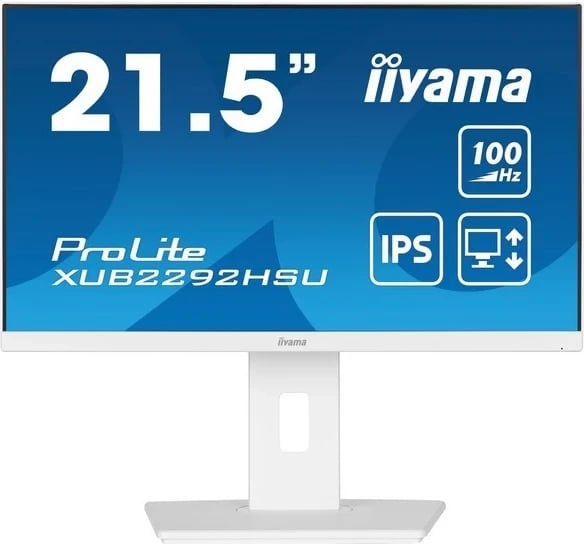 Monitor iiyama ProLite XUB2292HSU-W6, me kabëll HDMI, DP dhe USB, bardhë