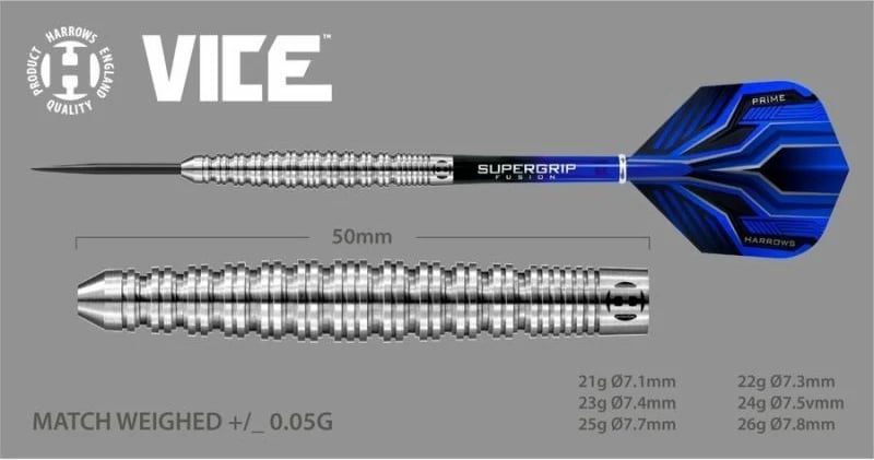 Shigjeta për darts Harrows Vice, të zezë dhe blu