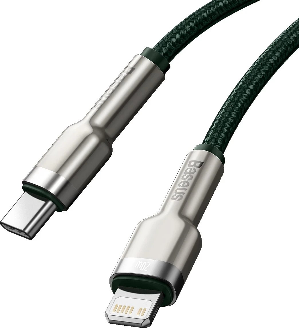 Kabëll Baseus Cafule, Lightning në USB-C, 20W, 2m, gjelbër