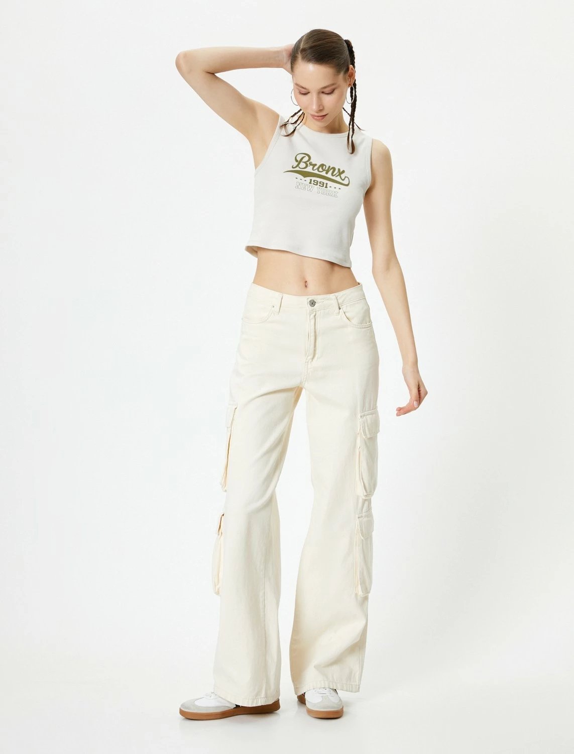 Crop top Koton femra, ecru