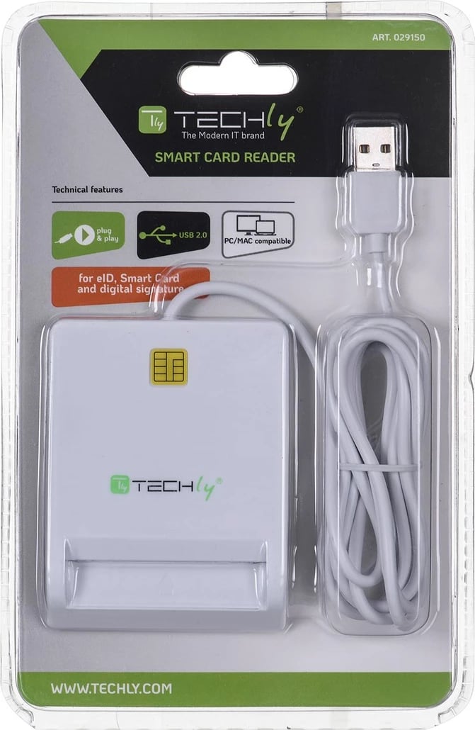 Lexues i kartave Techly Compact, USB 2.0, I-CARD, i bardhë