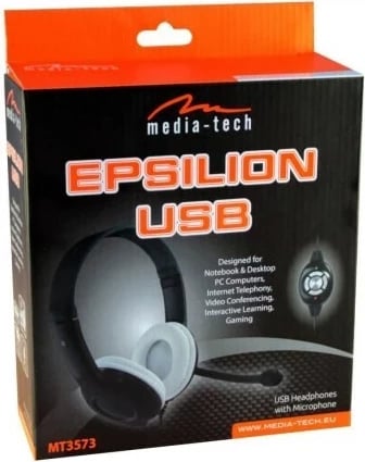 Kufje Media-Tech EPSILION USB MT3573, me kabllo, të zeza