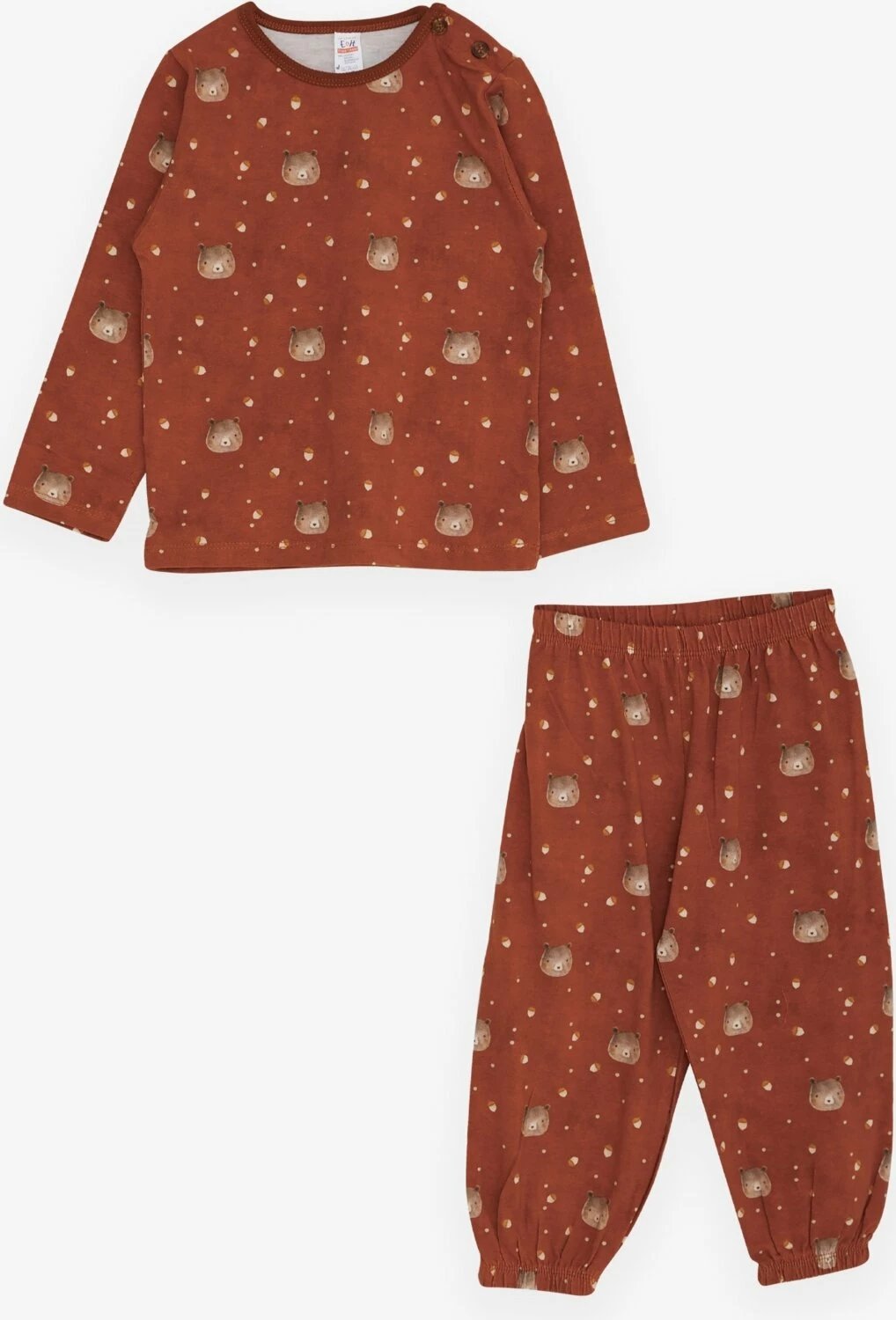 Pijama për djem të vegjël Breeze, me model ariu, ngjyrë kafe