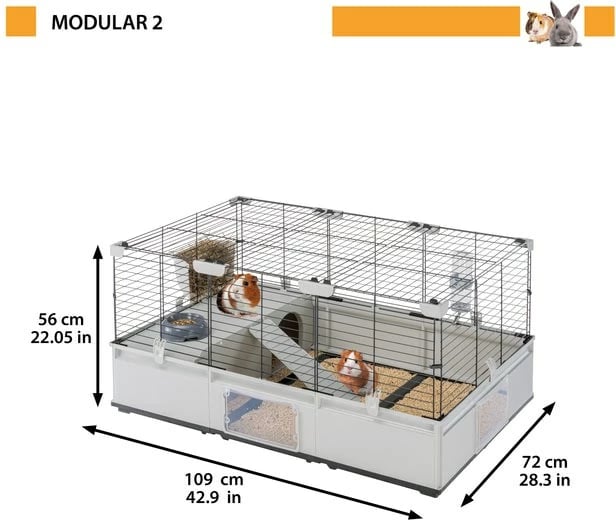 Kafaz modular FERPLAST Modular 2, për lepuj dhe derra të vegjël shtëpiak, ngjyrë gri