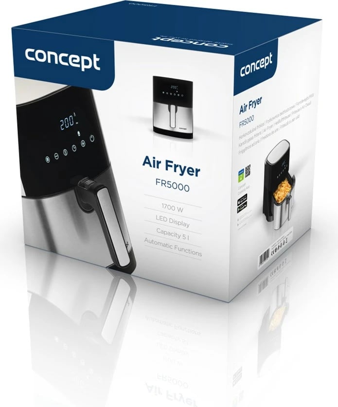 Fryer Concept FR5000, 5 L, 1700 W, e zezë, çelik satini