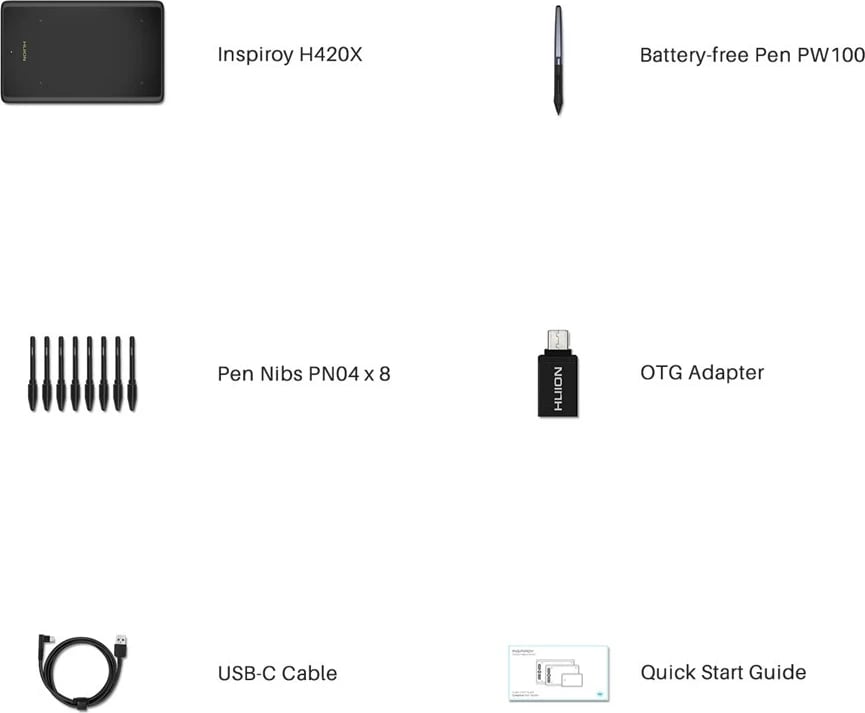 Tablet grafik HUION Inspiroy H420X, Gjelbër