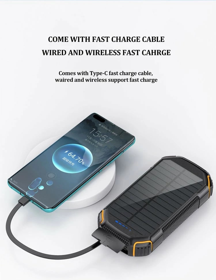 Power Bank Tech Time Fast Charging Solar Wireless Powerbank