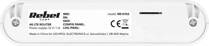 Router pa tel Rebel RB-0702, Single-band (2.4 GHz) 3G 4G, i bardhë