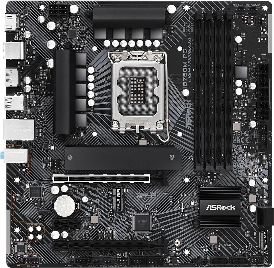 Pllakë amë Asrock B760M PG Lightning/D4, Intel B760, LGA 1700, micro ATX