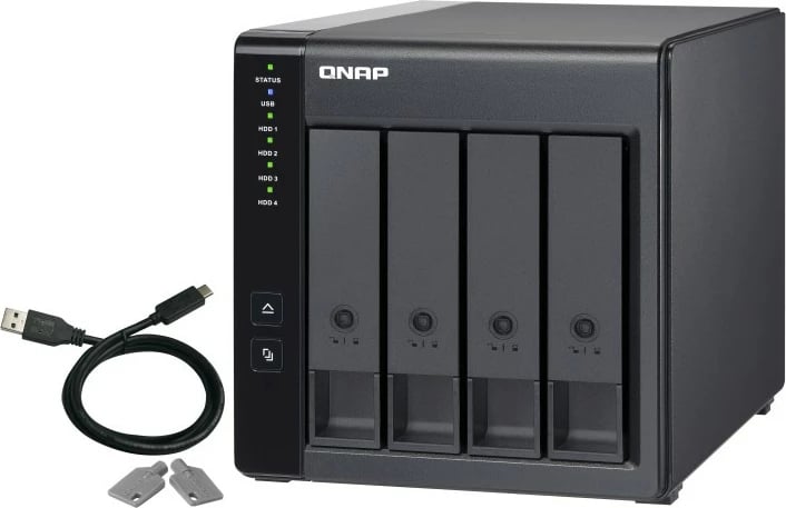 Kasë QNAP TR-004, HDD/SSD, 2.5/3.5", Serial ATA II, 3 Gbit/s, Hot-swap, E zezë