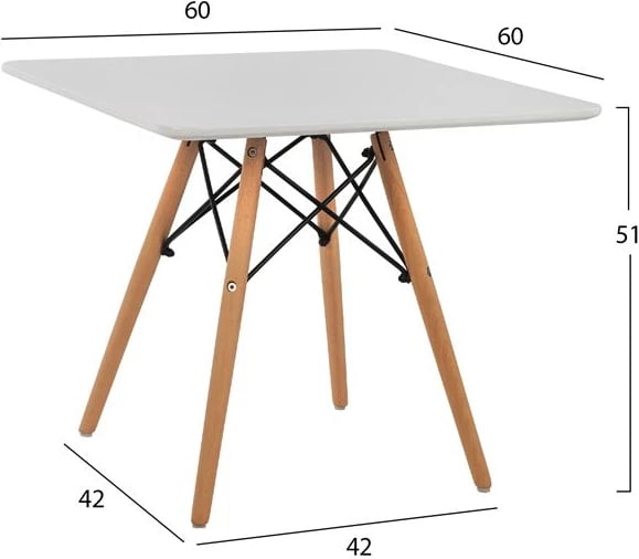 Tavolinë Minimaliste për Fëmijë FH8452.01, e bardhë, 60x60x51