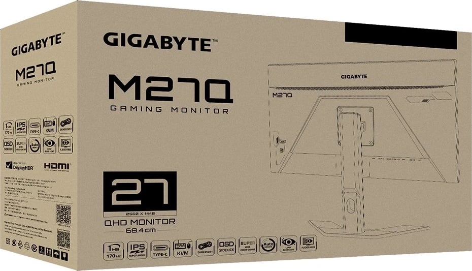 Monitori Gigabyte M27Q, 27 inç, Quad HD LED, i zi